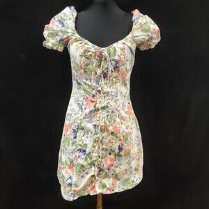 Rue 21 Womens Garden Floral Mini Coquette Dress‎ Size M Ivory Y2K Cottagecore